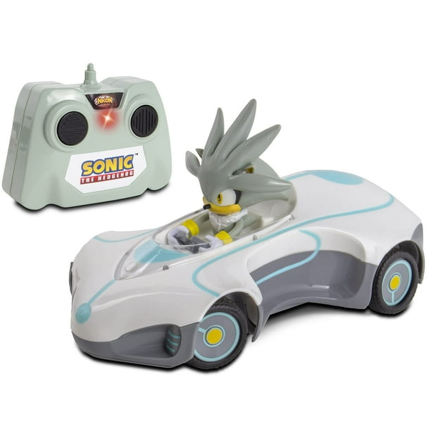Sonic Team Sonic Racing RC: Plata - NKOK (682), coche con control remoto a escala 1:28 de 2,4 GHz, diseño compacto de 6,5 pies, licencia oficial de Sega Sonic The Hedgehog, funciona con pilas, a parti