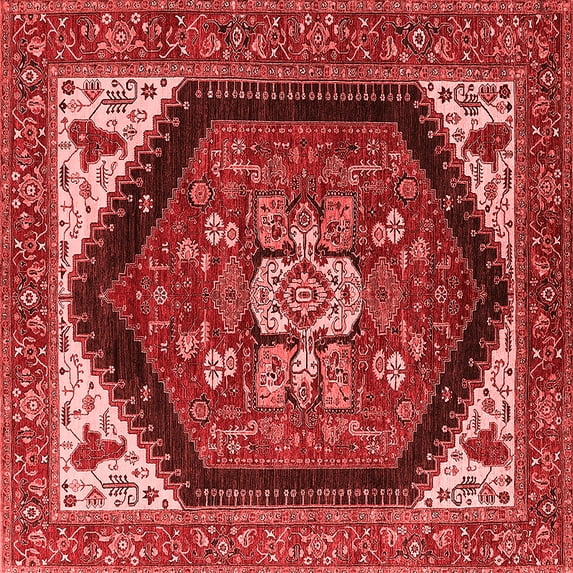 Ahgly Company Indoor Square Oriental Red Industrial Area Rugs, 8' Square