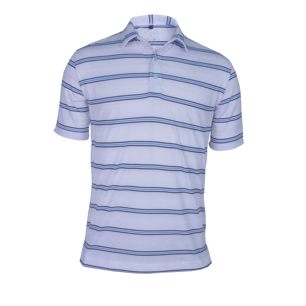 Monterey Club Men's Freedom Stripe Texture Tailored Collar Golf Polo Shirt 3644