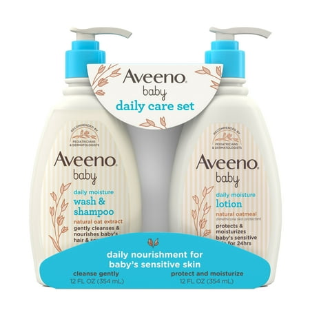 Aveeno Baby Daily Care Gift Set, Baby Wash & Shampoo & Lotion, 2 items
