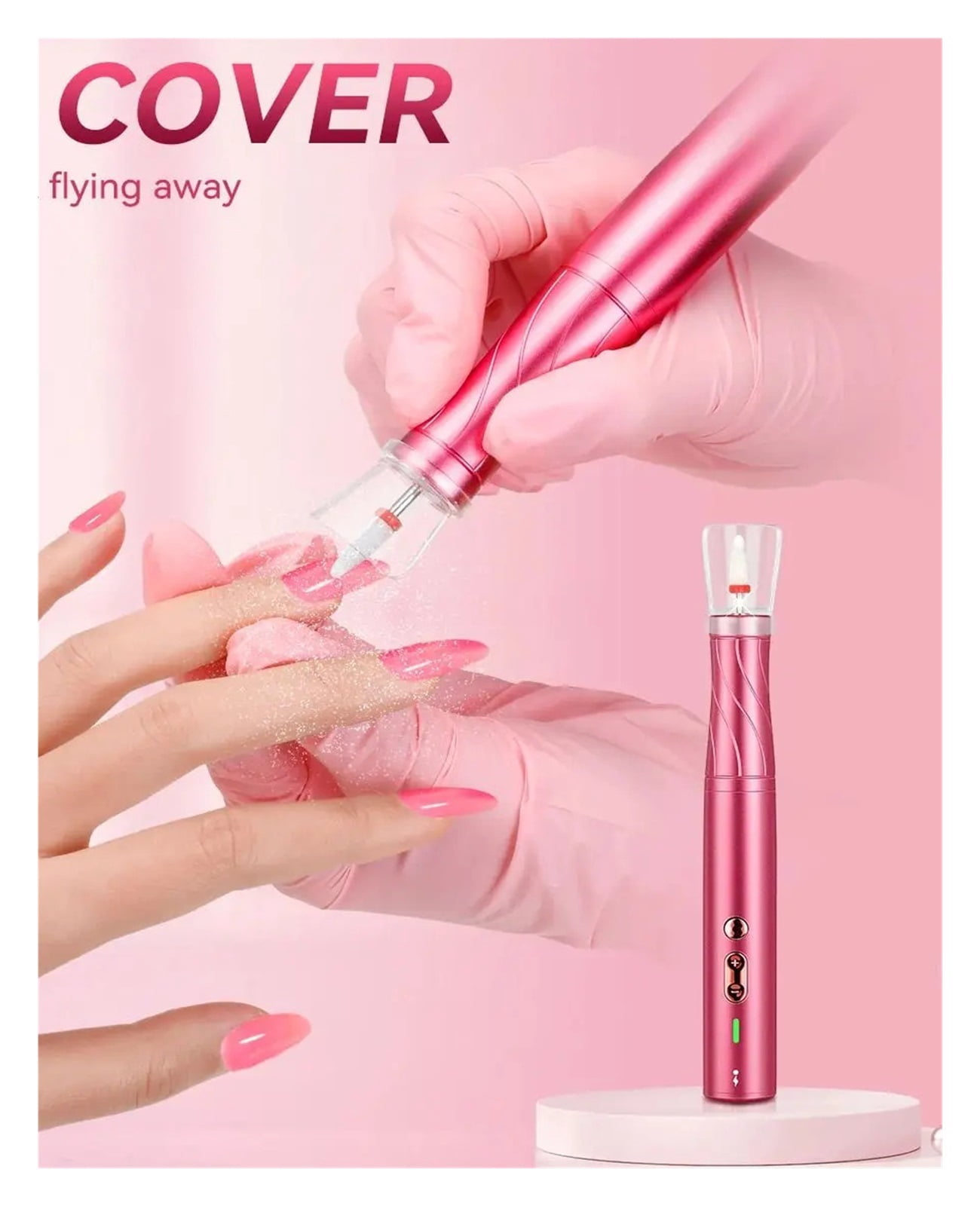 Electric Nail Drill 30000RPM with LED Light Manicure Machine Charging Nail File Polishing Nail Drill Pedicure Tools