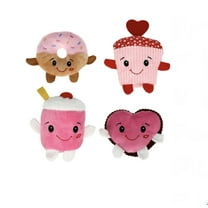 Fun Plush Soft Basket Gift Stuffers Fuzzy Friends Happy Valentine's Day Food Plushies 5-in.  - 4 Piece Set