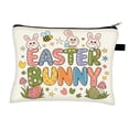 thumbnail image 2 of Generic Cute Easter Bunny Zipper Pouch, Multipurpose Cosmetic Bag for Makeup Toiletries, Portable Travel Organizer with Rabbit Egg Basket Print, 2 of 6