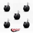 thumbnail image 2 of 2-3/8 Inch Chair Caster Twin Wheel with Brakes 7/16” Grip Ring Stem Set of 5 SCC, 2 of 2