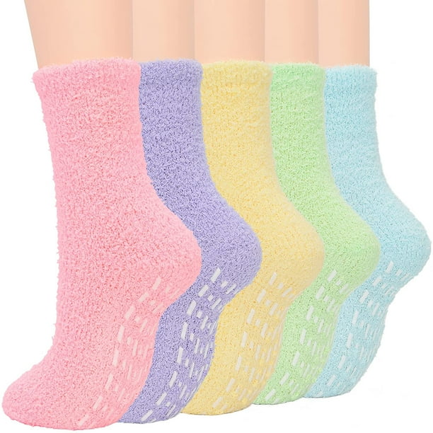 FOREEMME Womens Fuzzy Socks with Grips Slipper Socks for Women Non Slip