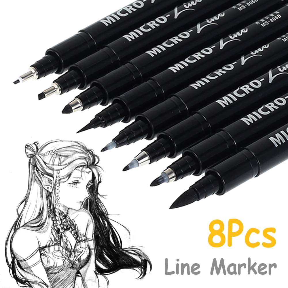 Set of 3 Marvy Technical Fine Line Drawing Pens Pigmented Waterproof Black Ink 