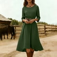 thumbnail image 5 of Shirt Dress for Women Loose Cotton Linen Long Sleeve Cardigan Dresses Slim Fit High Waist Dress Army Green XL, 5 of 7