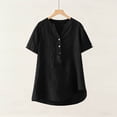 thumbnail image 6 of Linen Womens V-Neck Short Sleeve Tops Half Placket Button Solid Color Shirts 2026 Casual Daily Party Spring Summer Clothes, 6 of 6