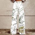 thumbnail image 2 of QATAINLAV Oversized Jeans for Women Fashion Leaf Print Denim Trousers Loose Fit Wide Leg Jean Pants Button High Waisted Lounge Pants with Pockets Holiday Sales Multicolor 3XL, 2 of 6
