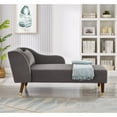 thumbnail image 3 of Chaise Lounge Indoor, Modern Upholstered Velvet Lounge Couch with Tufted Cushion, Sofa Recliner Lounge Chair with Pillow & Curved Armrest for Bedroom Living Room Office, Grey, Left Armrest, 3 of 9