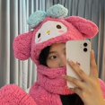 thumbnail image 1 of Sanrio Hello Kitty Cinnamoroll My Melody Kuromi-gorro de felpa de dibujos animados Kawaii, con capucha, a prueba de viento, bufanda, guantes, Invierno LIUWENJING unisex, 1 of 2