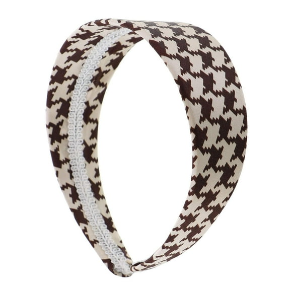 Motique Accessories 2-inch Satin Houndstooth Headband for Women and Girls Brown