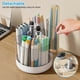 thumbnail image 3 of Rotating Desk Pen Holder Stationery Organizer Desk Tidy Organizer for Pencil Makeup Painting Brush Art Craft Storage Bin Pen Pot White 6 Slots, 3 of 4