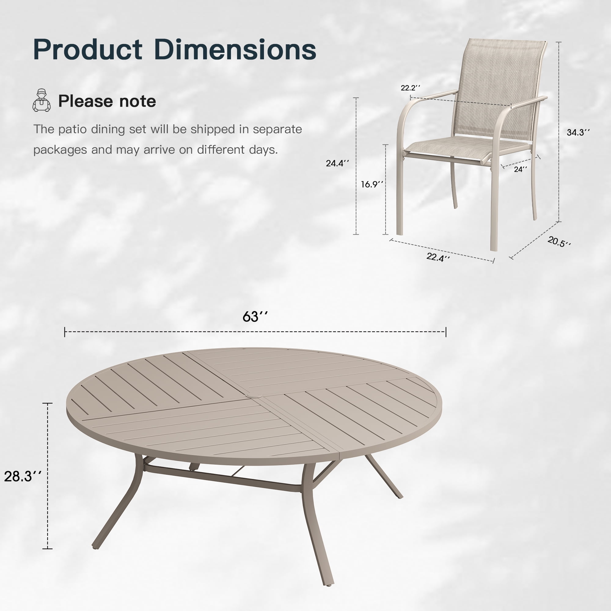 Vicllax 11-Piece Round Outdoor Patio Dining Furniture Set Table and Chair Metal Frame for Porch Deck