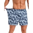 thumbnail image 3 of TiaoBug Men's Summer Swim Trunks Printed Loose Surf Boxers Shorts Beach Swimwear Leavrs S, 3 of 7