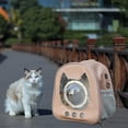 thumbnail image 1 of Mochila transportadora para mascotas, mochila transportadora para gatos, bolsa de viaje para mascotas, fácil de limpiar, para regalos al aire libre, Marrón, 1 of 8