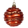 thumbnail image 1 of Vickerman 8'' Orange Candy with Glitter Wave Ball Christmas Ornament, 1 of 2