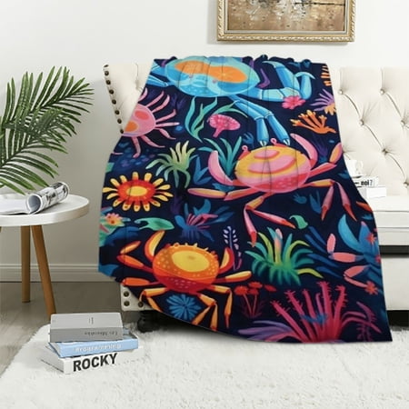 BCIIG Crabs Marine Life Vibrant Warm Lightweight Blanket Soft Fleece Blankets All Seasons Sofa Decor Gifts 60x80in