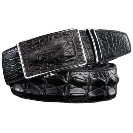 Men's Alligator Embossed Leather Automatic Buckle Ratchet Belt