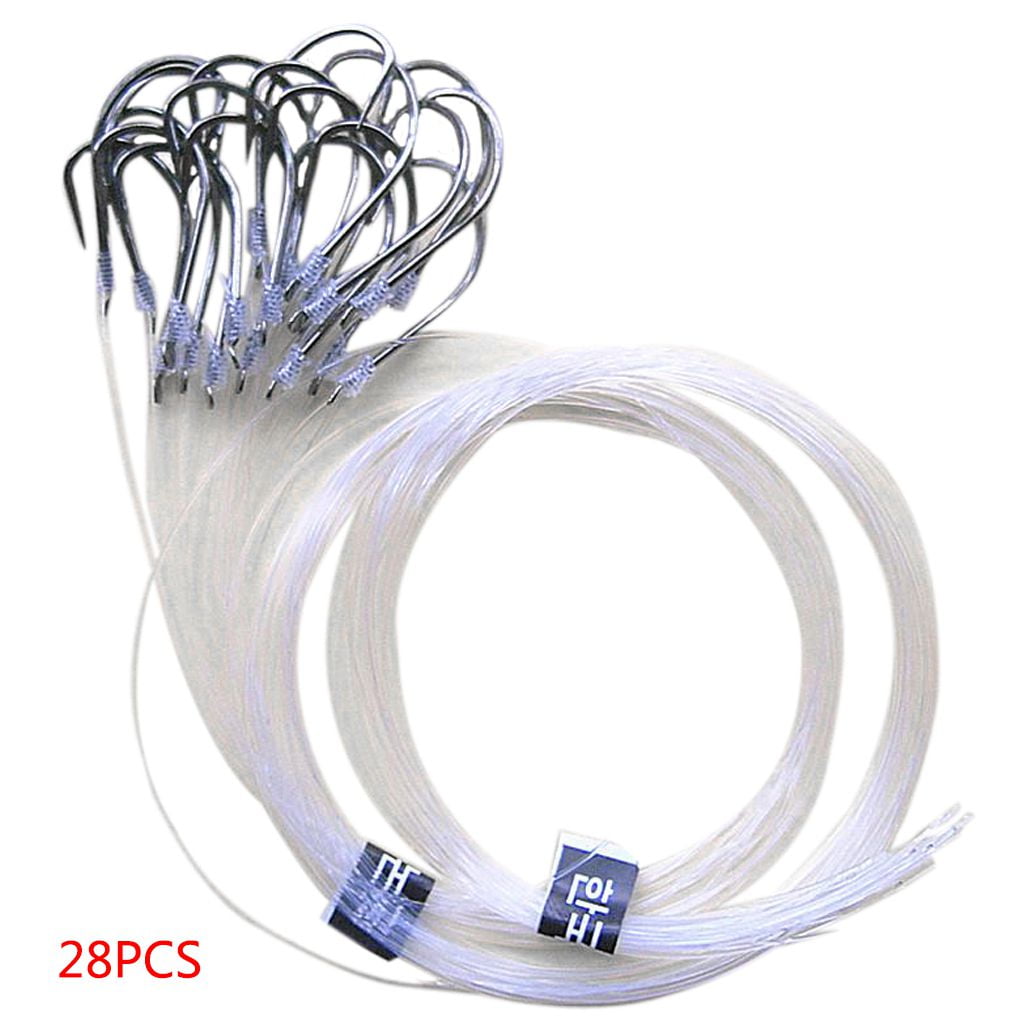 Hi.FANCY 20/28pcs Head Fish Hooks Line Tied Bait Carbon Steel Fishing Hook Accessaries