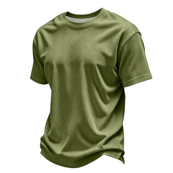 Hearthz Mens Lightweight Corduroy Shirts Crew Neck Men Short Sleeve Shirt Fall Basic Big and Tall Comfort Colors Tshirt Men