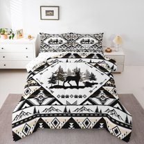 Castle Fairy Animal Deer Bedding Comforter Set 2pcs for Female Men Women,Abstract Geometric Twin Comforter Sets Microfiber,Boho Tribal Aztec Breathable Bedding Set,Luxury Bedroom Decor,Reversible