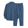 thumbnail image 5 of Men Corduroy 2 Piece Outfit Set, Collared Button Down Long Sleeve Work Shirt and Drawstring Elastic Waist Wide Leg Pants Casual Loungewear Size 2XL Blue, 5 of 7
