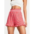 thumbnail image 4 of Yunliwuli Women's Summer Casual Boxer Shorts Elastic Waistband Wide Leg Plaid Shorts Streetwear, 4 of 8