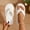 White, variant on Women Solid Ruffle Trim Flip Flop Fuzzy Plush House Slippers Winter Warm Soft Non-Slip Flat Sole Indoor Bedroom Casual Slides Black 10-10.5(44)