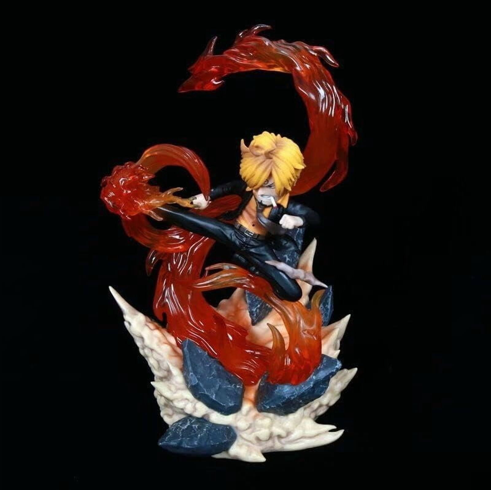 SD Figures, 22CM/8.7nch Glowing Sanji Anime Figure Statue Battle Sanji PVC Statue Figurine Anime Characters Sculpture Desktop Collections for Fans Gift