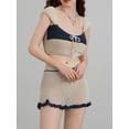 thumbnail image 4 of Caoirhny Women's Summer 2PCS Outfit Sets Sleeveless Knit Tie Up Tops + Contrast Color Skirt, 4 of 9