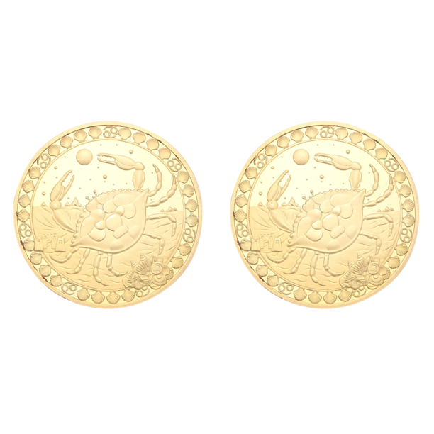 Doce Signos Del Zodíaco Monedas Conmemorativas Chapadas en Oro Deseos Exterior Insignias Populares EBay (Cáncer)
