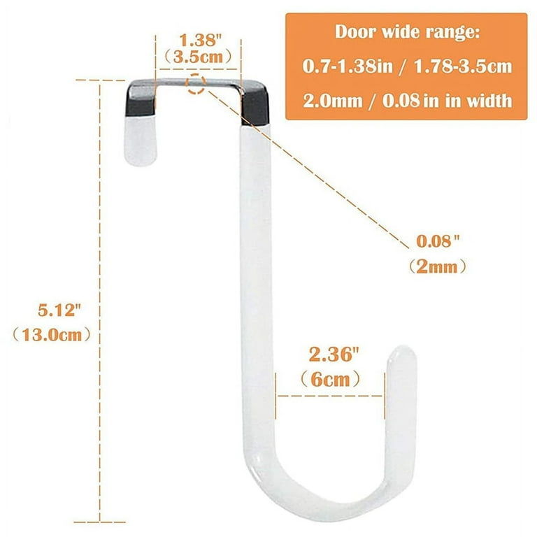 over Door Hooks for Hanging Clothes 6 Packs Hanger Soft Rubber Surface Prevent Scratches Door Hook for Bathroom White