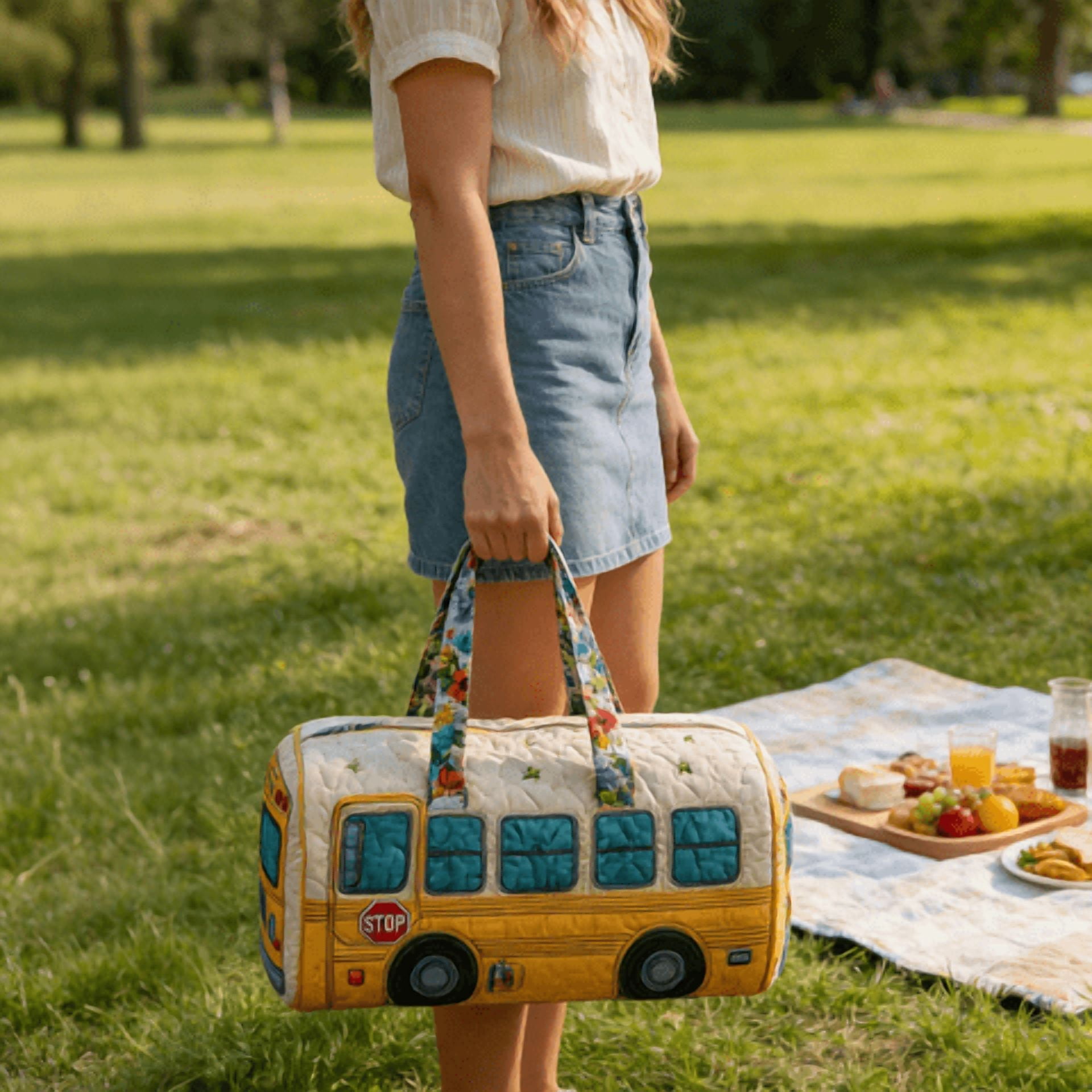 2026 Hippie Journey Quilted Duffel Bag Hippie Van Travel Duffel Bag Vintage Floral Weekender Overnight Bags Women Gym Bags