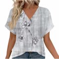 thumbnail image 3 of ATENAR Womens Shirts Loose Summer Tops for Women Short Sleeve Tee Gray M, 3 of 5