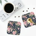 thumbnail image 4 of Yiaed Vintage Floral Print Leather Coasters for Drinks - Cup Coasters Coffee Table Kitchen Table Bar, Home & Office Gifts Handmade Drink Coasters-Square, 4 of 6