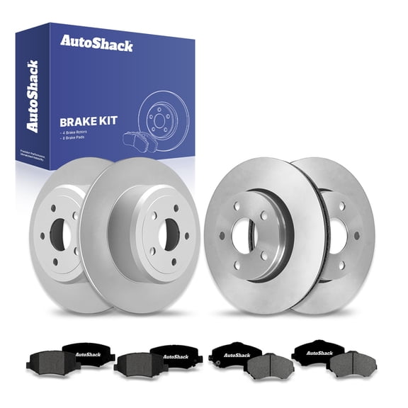 AutoShack Front Vented & Rear Solid Brake Rotors   Premium Ceramic Pads 12-PC Brake Kit Replacement for 2008-2012 Jeep Liberty 2007-2011 Dodge Nitro