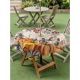 thumbnail image 3 of Outdoor Tablecloth with Umbrella Hole and Zipper, Orange Blue Fall Round Table Cloth 60 Inch Waterproof Tablecloth, Retro Thanksgiving Pumpkins Botanical Picnic Table Cover for Patio Camping, 3 of 7