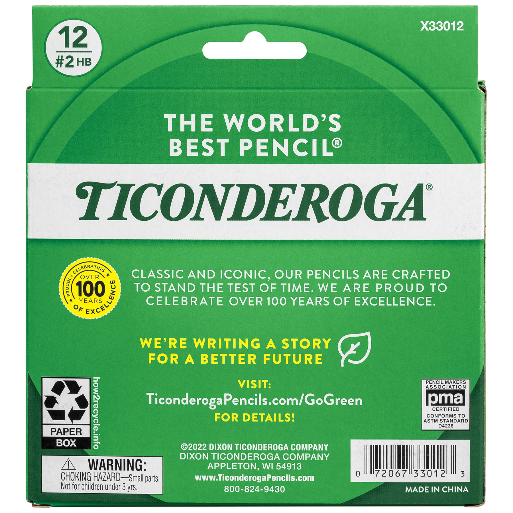 Ticonderoga My First Short Wooden Pencils, Large Triangle Barrel, Sharpened, #2 HB Soft, With Eraser, Yellow, 12 Per Pack, 2 Packs