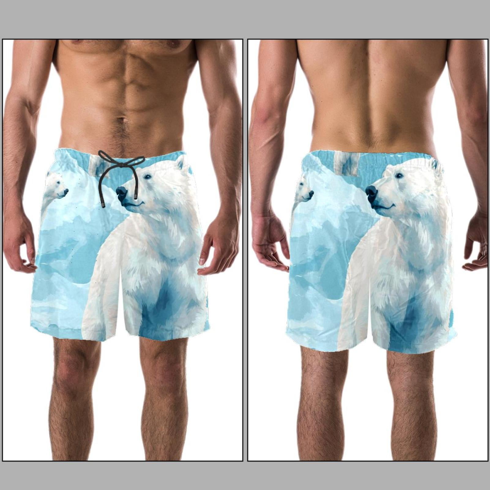 luoweisi Men's Beach Shorts Quick Dry Swim Trunks with Mesh Lining Polar Bear XL
