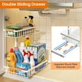 thumbnail image 2 of Under Sink Organizer, Height Adjustable Under Sink Organizers and Storage, 2 Tier Pull Out Drawer Cabinet Storage for Kitchen Bathroom, 2 Pack, White, 2 of 12