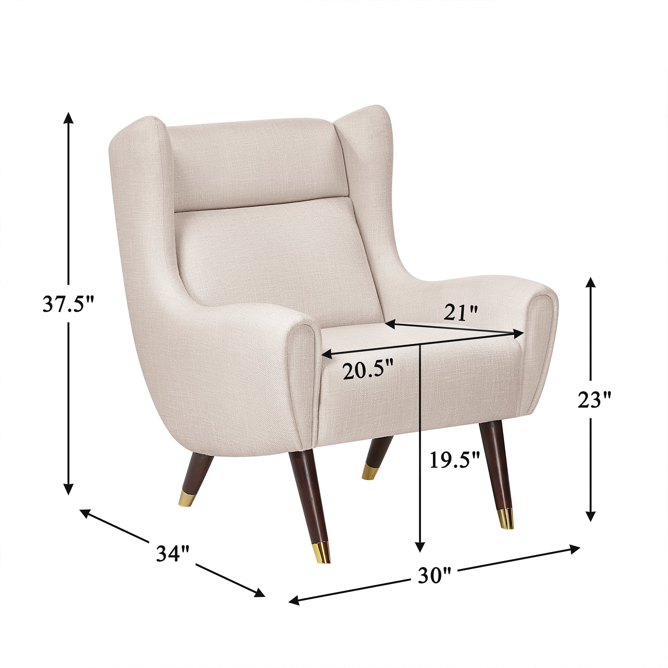OakvillePark Calista Textured Fabric Wingback Accent Chair, Beige