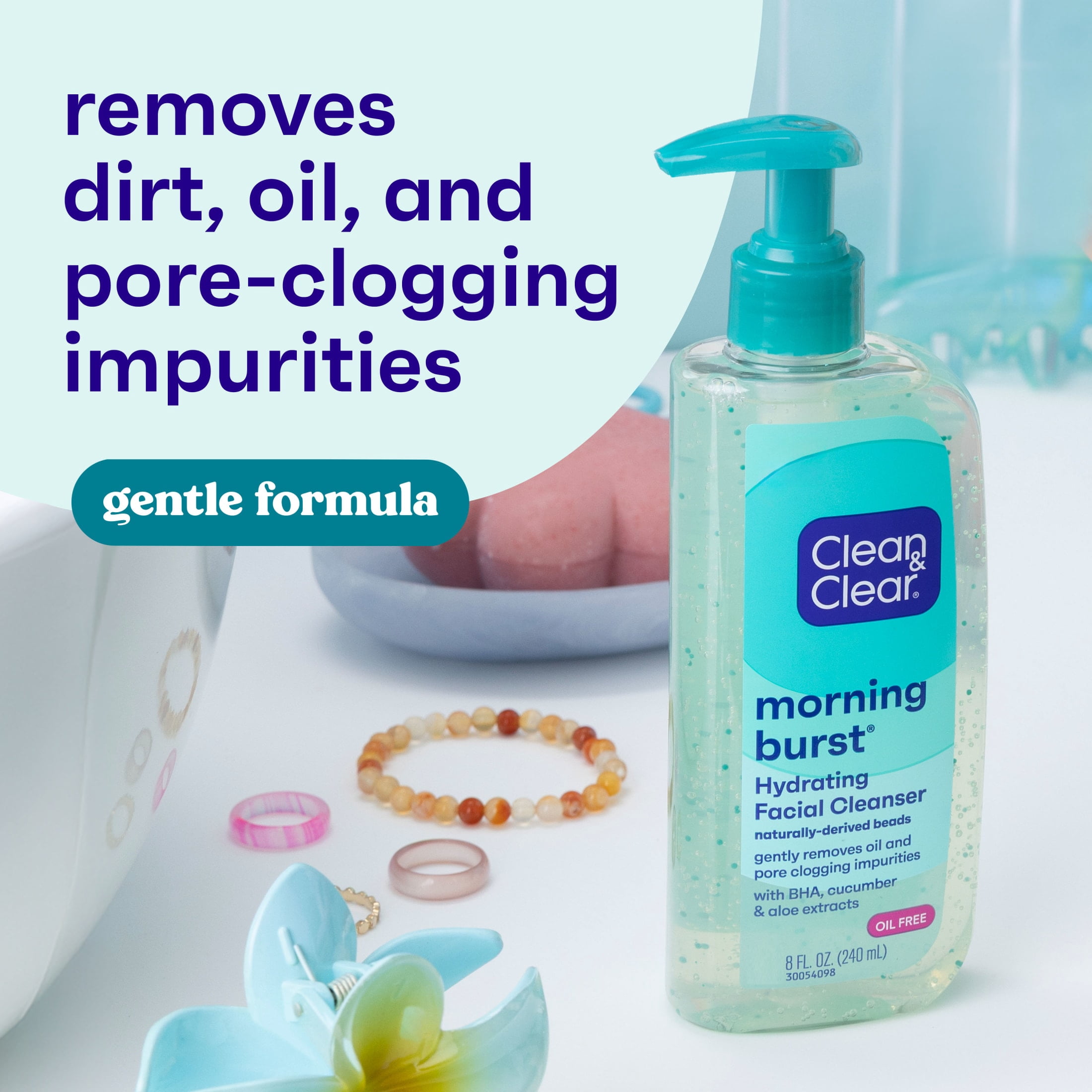 (3 pack) Clean & Clear Morning Burst Hydrating Face Wash with BHA, 8 fl. oz