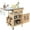Natural, variant on Outdoor Grill Cart with Drop Leaf, Stainless Steel Tabletop Outdoor Kitchen Island, Solid Wood Outdoor Buffet Cabinet with Lockable Wheels for Grilling, Natural