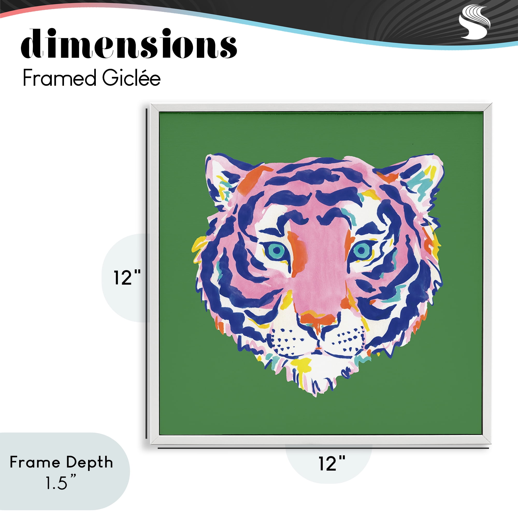 Stupell Industries Exotic Boho Tiger Face White Framed Giclee Art, design by Karolina Sato