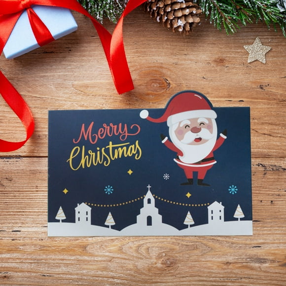 Christmas Cards with Envelopes ,4 Assorted Designs Holiday Greeting Cards,Christmas Party Favors 10Pcs Pack Set, 6x4 inch Merry Christmas and Happy New Year Cards for Family, Kids, Friend, Blue