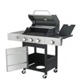 thumbnail image 5 of Spaco 3-Burner Propane Gas BBQ Grill with Side Burner, 37230BTU Output With Enameled Cast Iron Cooking Grids For Outdoor Barbecue, Stainless Steel, Black+Silver, 5 of 7