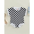 thumbnail image 2 of Coduop Infant Baby Boy Girl Sweatshirt Romper Oversized Short Sleeve Plaid Jumpsuit, 2 of 7