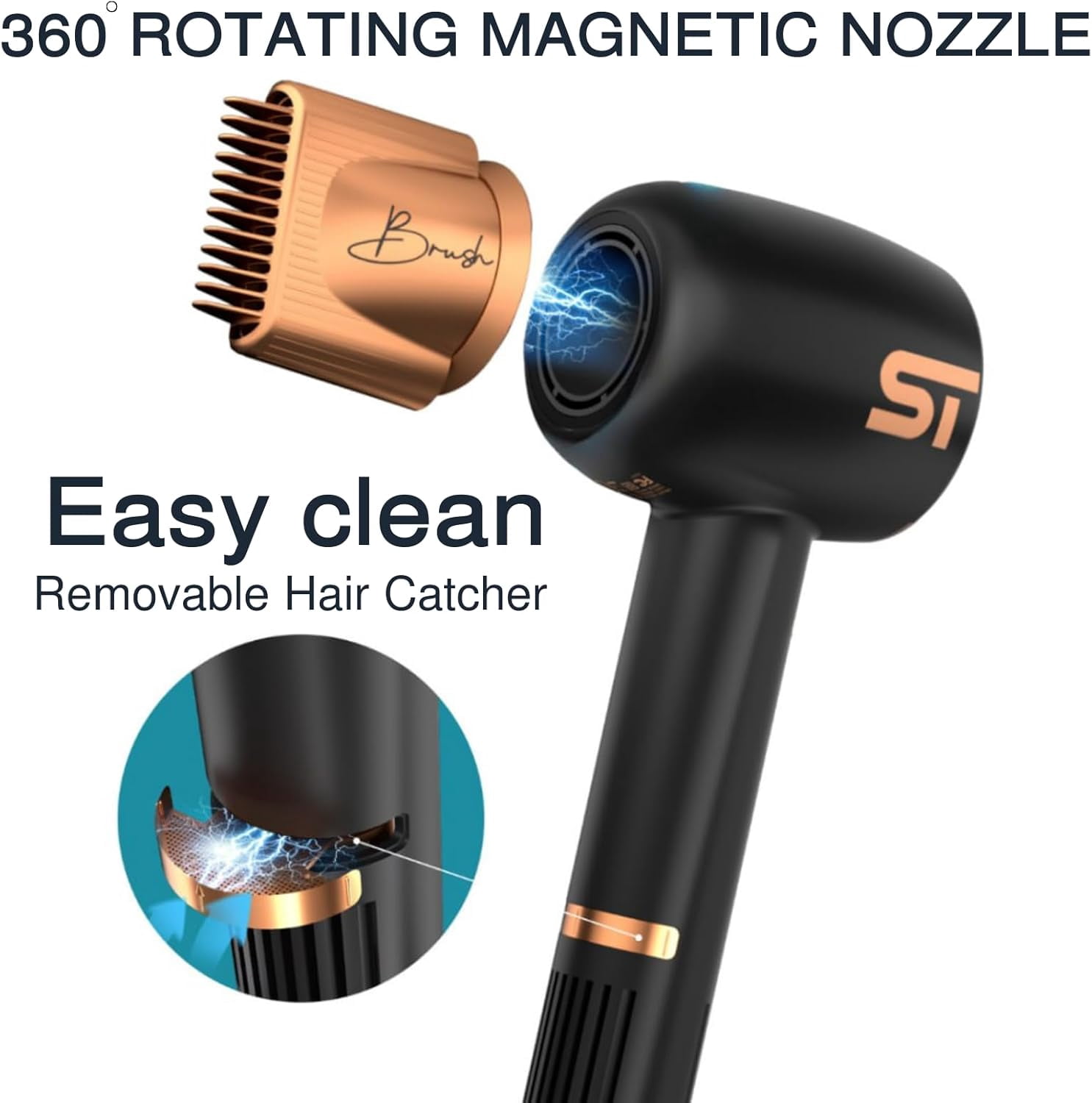 Supreme Trimmer Hair Dryer Negative Ion 110,000 RPM | Fast Drying & Low Noise Blow Dryer 1400W Brushless Motor | Magnetic Attachments, 3 Heat & 3 Speed Settings + Cool Shot | SHD347