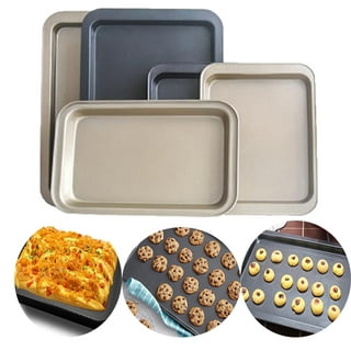 4pcs Baking Sheets, CEKEE Stainless Steel Nonstick Bakeware Set Cookie Pan Toaster Oven Tray for Housewarming, Wedding, Chefs Bakers Kitchen Gift(12